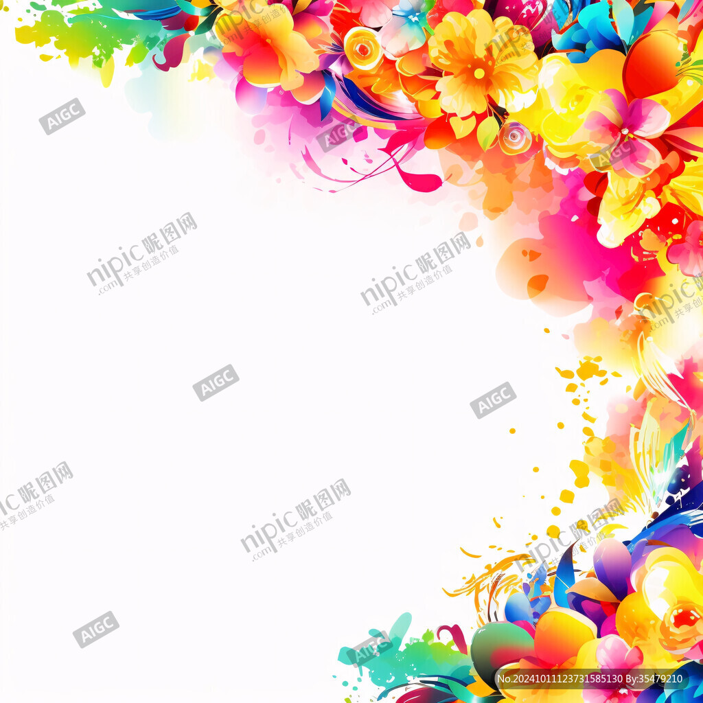 手绘彩色花背景海报