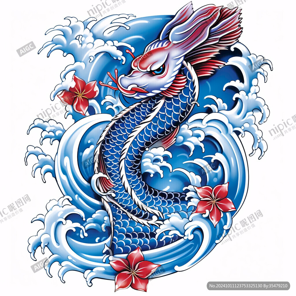 吉祥装饰插画如鱼得水