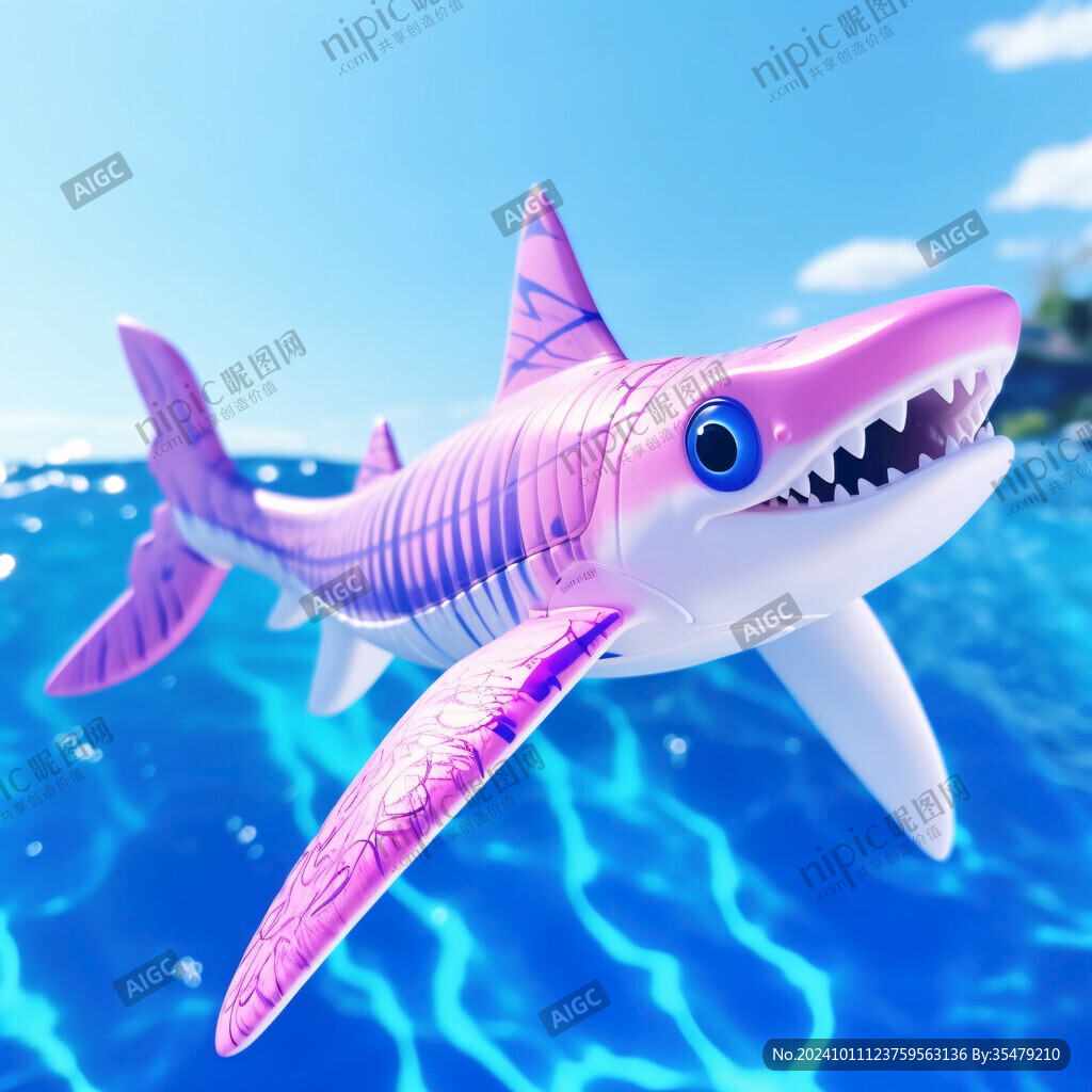 卡通鲨鱼立体画