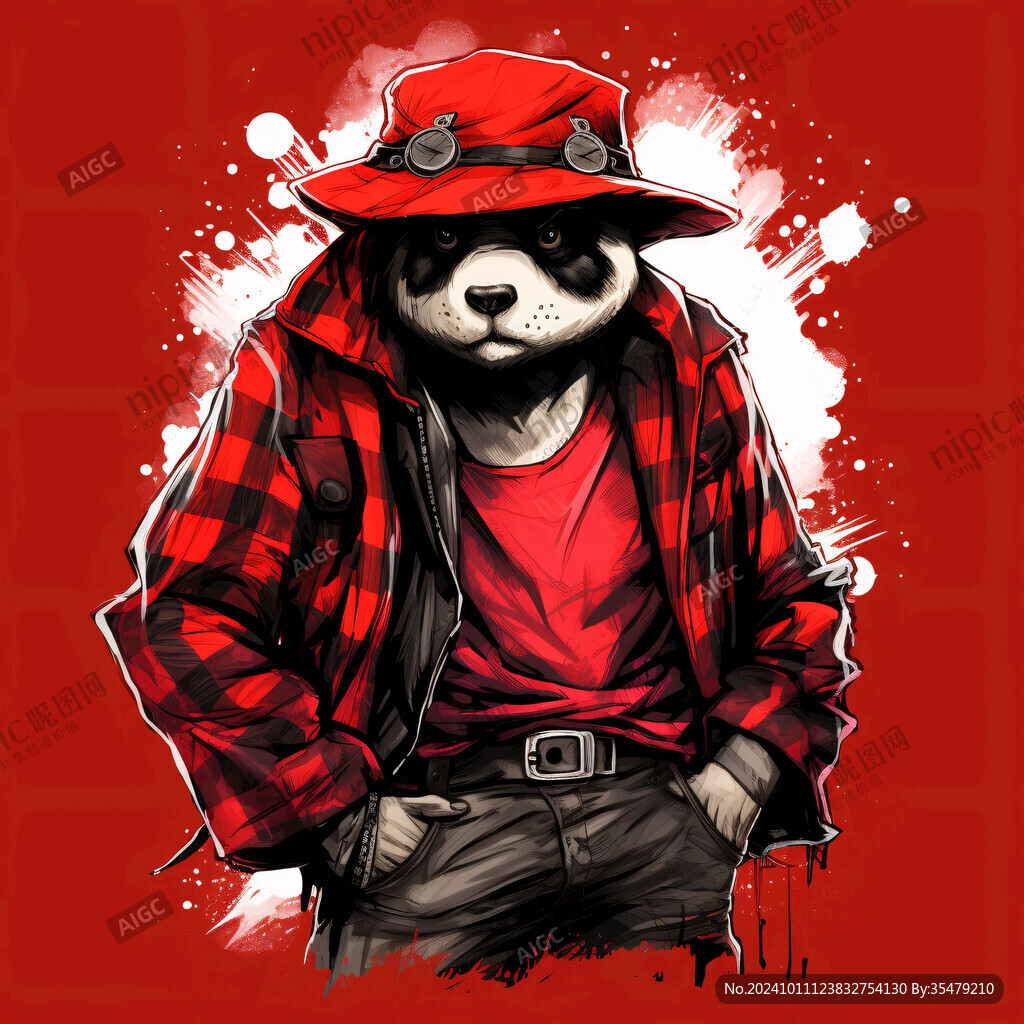 街头酷帅熊猫卡通