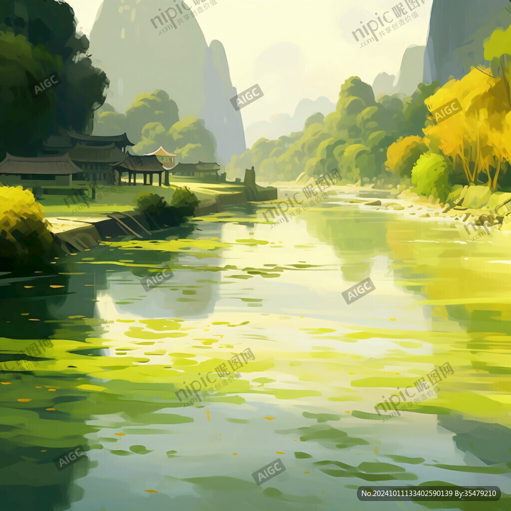 中国风意境河流删除