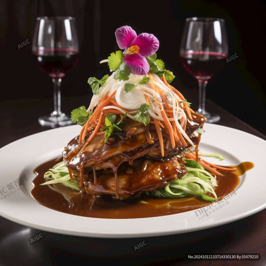 鲍汁花菇扣鹅掌高清