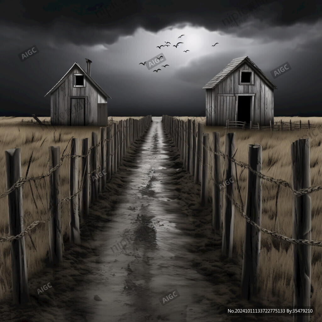 芦苇荡小屋傍晚阴云