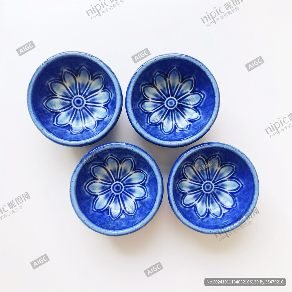 蓝色碟子青花瓷
