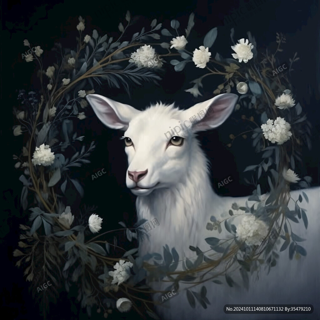 手绘梦幻羊风格装饰画
