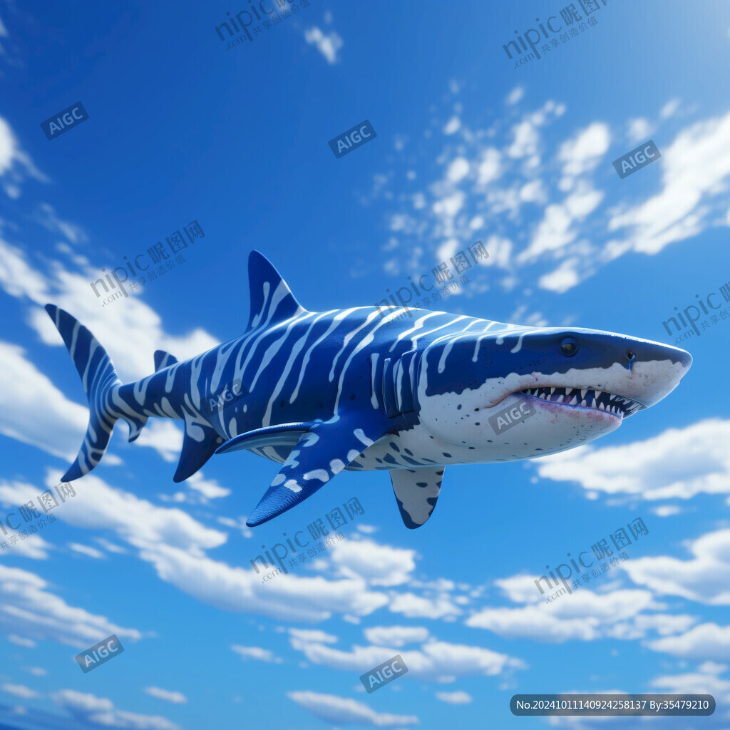 卡通鲨鱼立体画