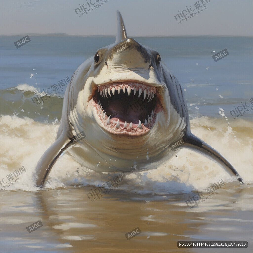 卡通鲨鱼立体画