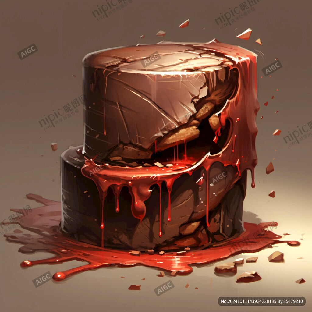 巧克力淋面蛋糕手绘