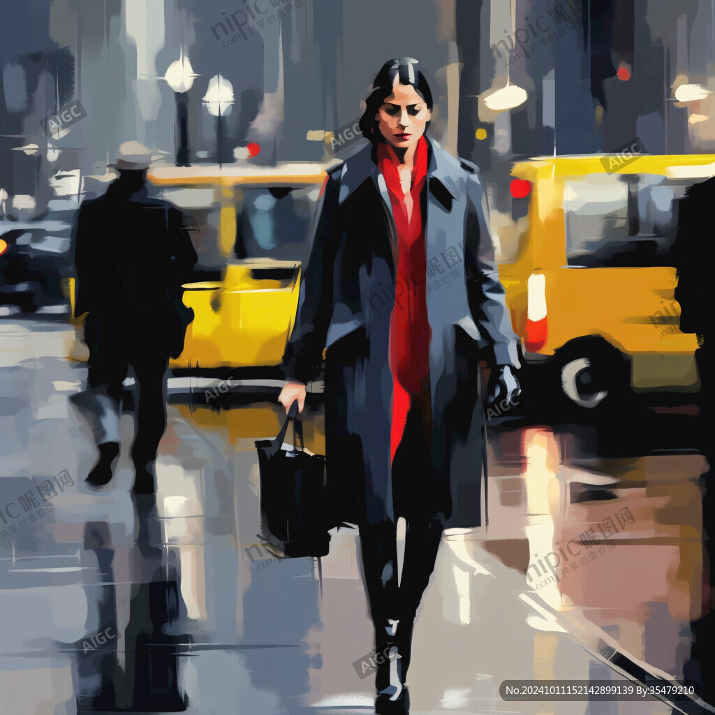 女性插画绘画时尚彩绘