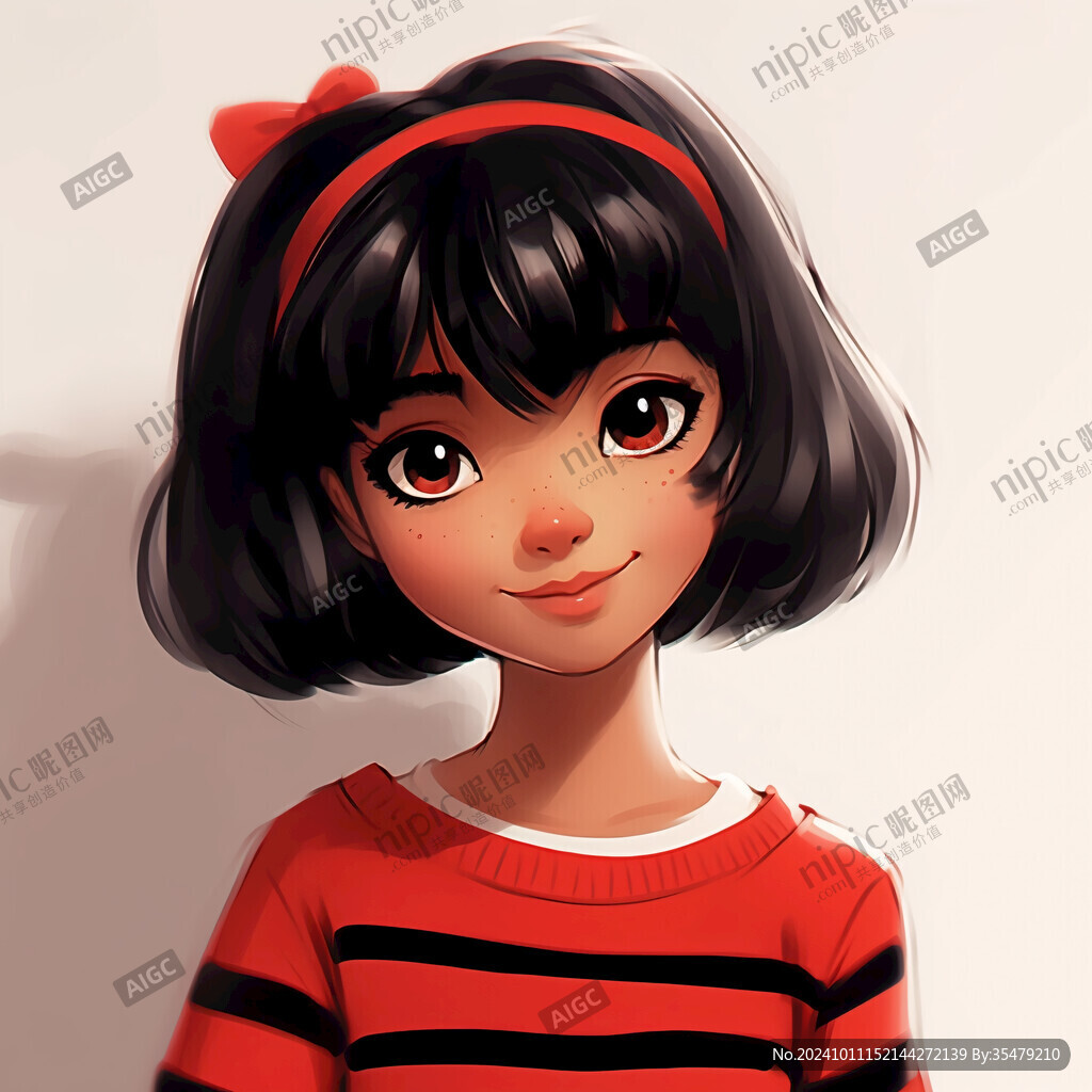 卡通女孩半身像