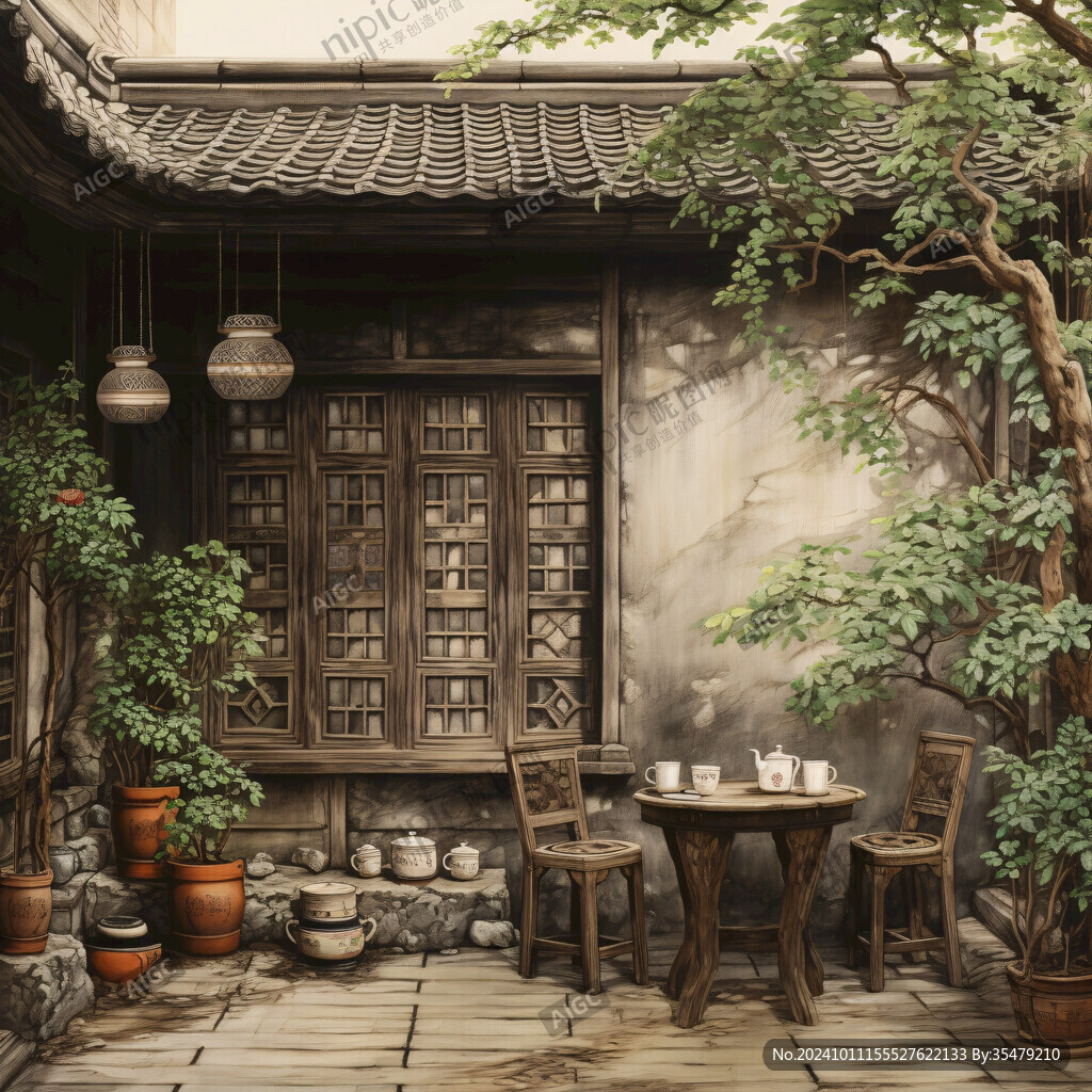 复古庭院场景
