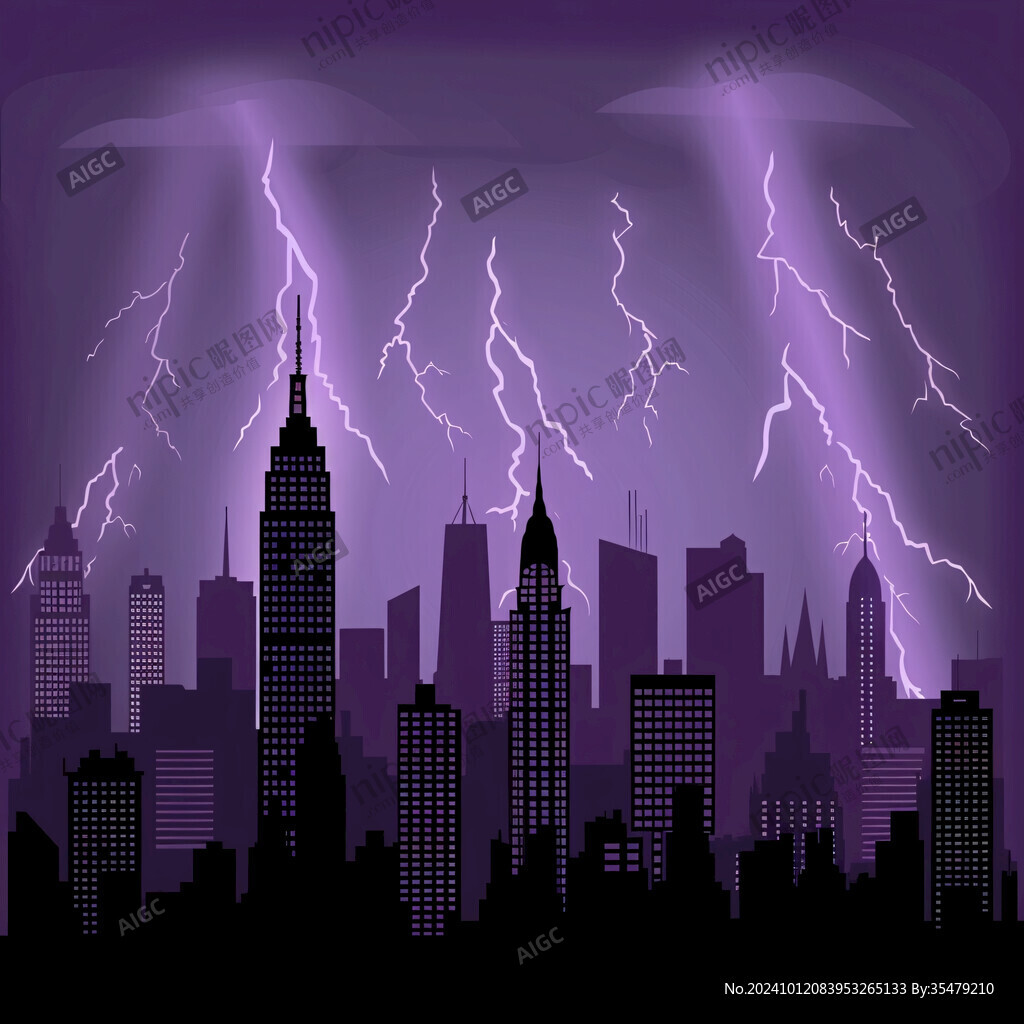 高楼被闪电击中