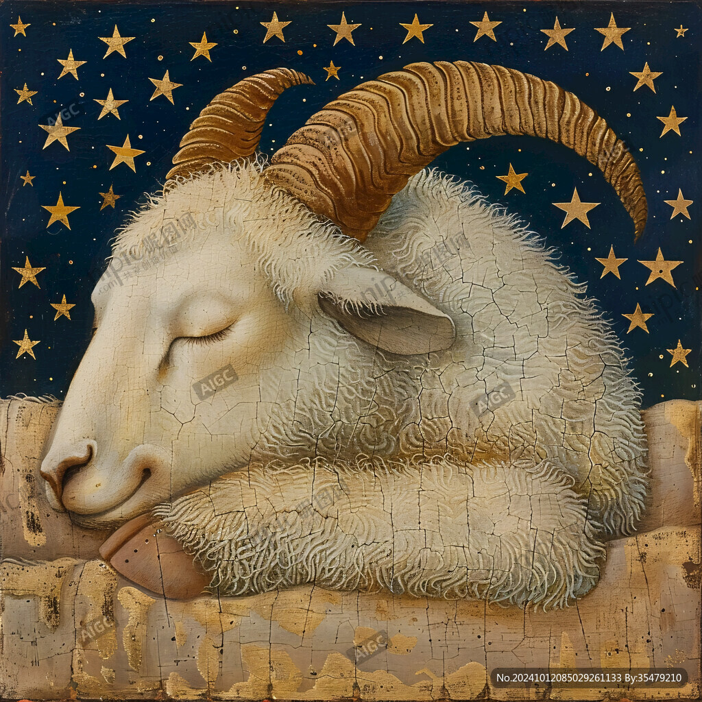 手绘梦幻羊风格装饰画