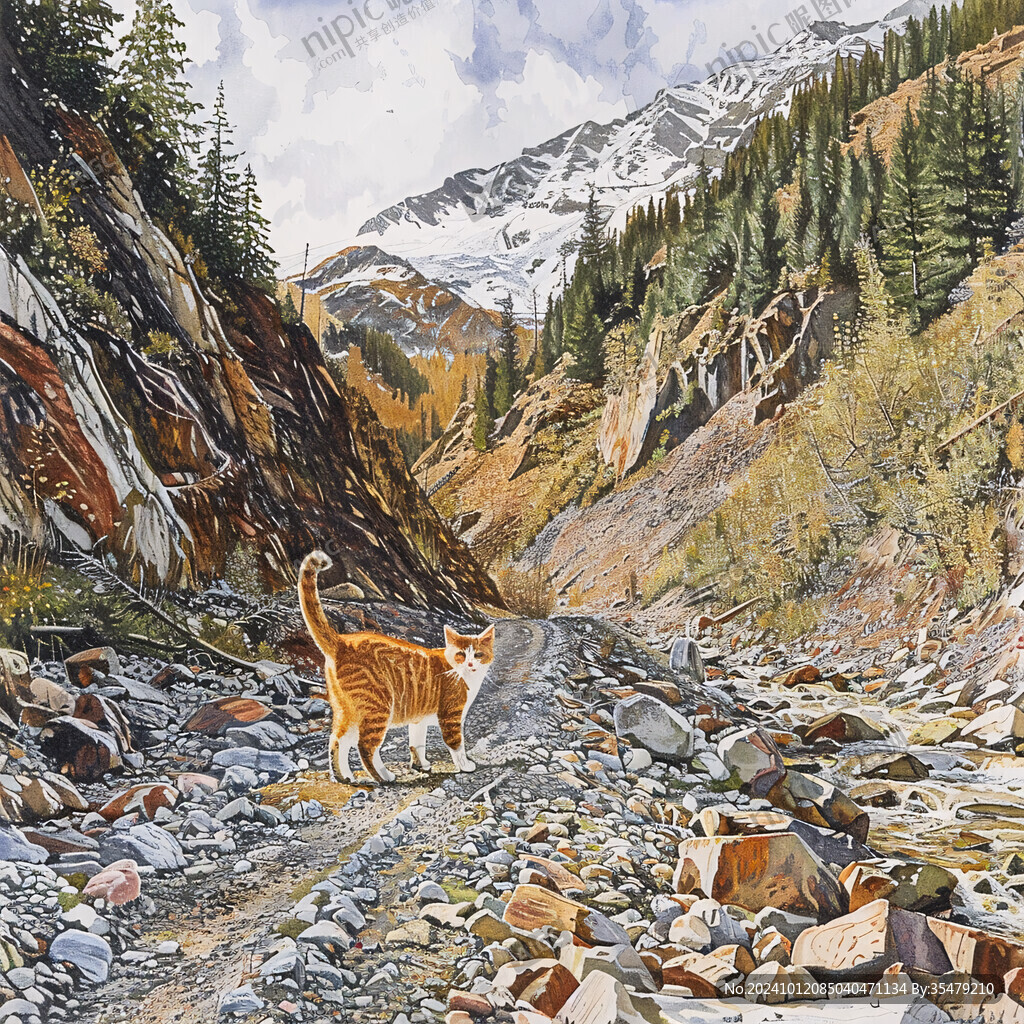 动物风景油画
