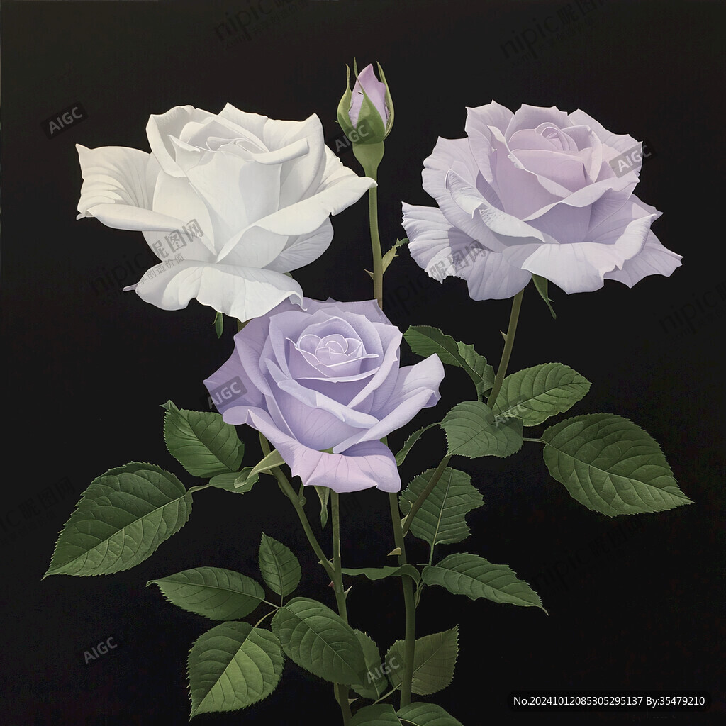 写实手绘玫瑰花素材