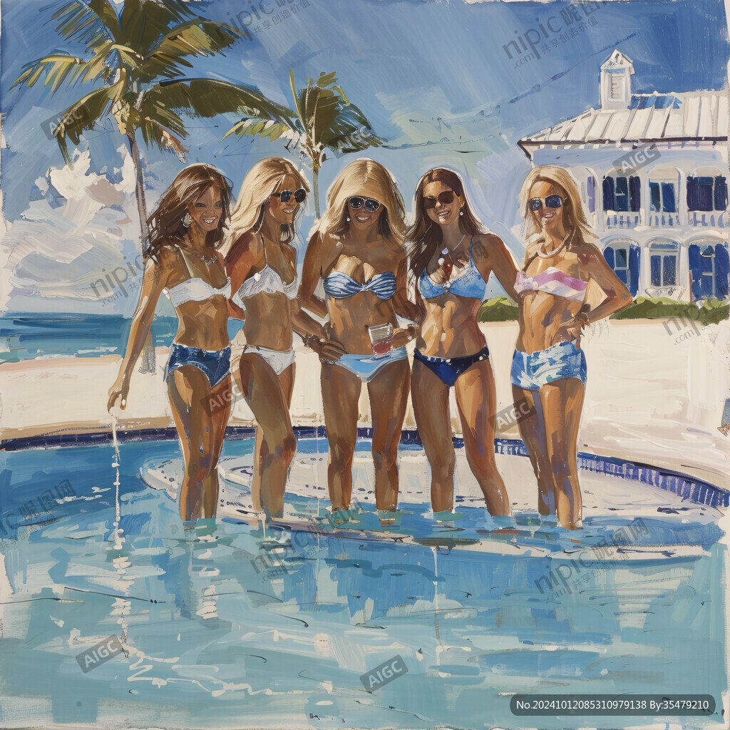 海滩比基尼女孩装饰画