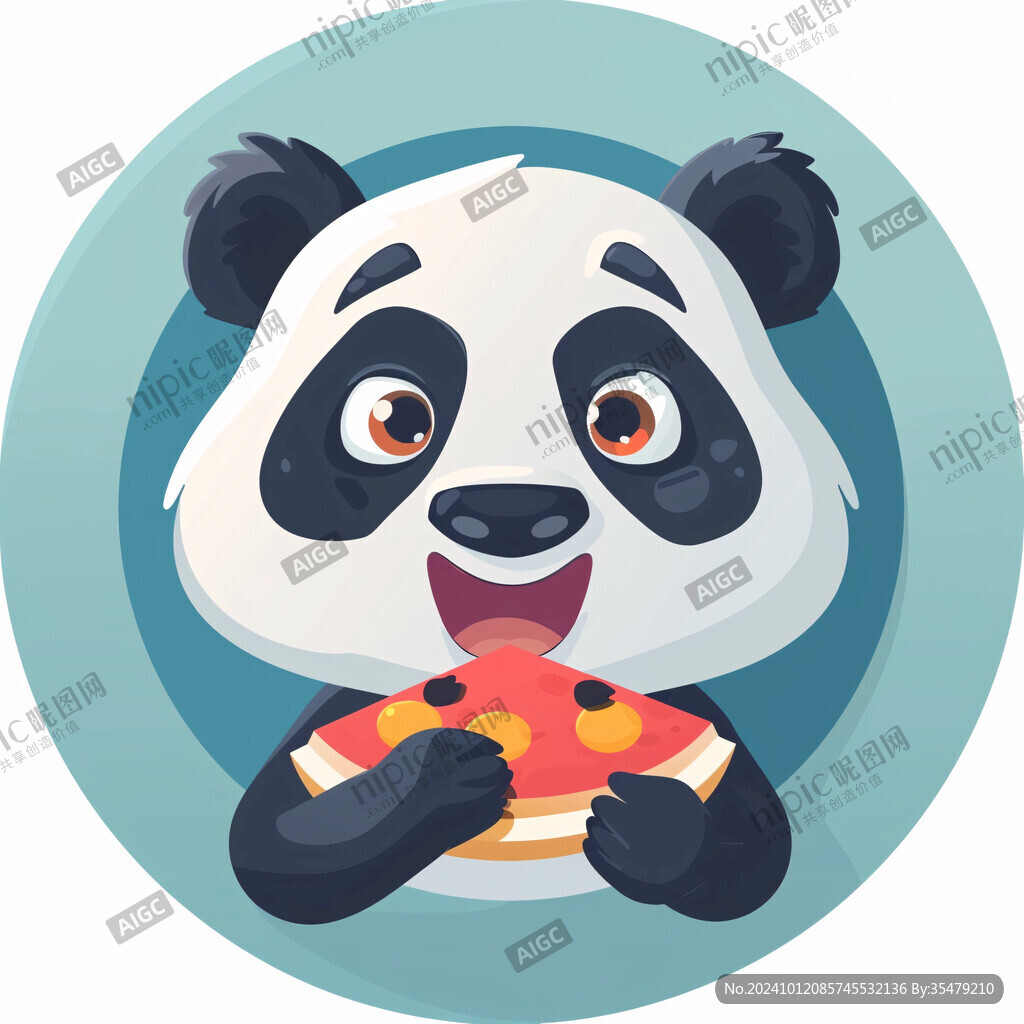 卡通熊猫扁平设计