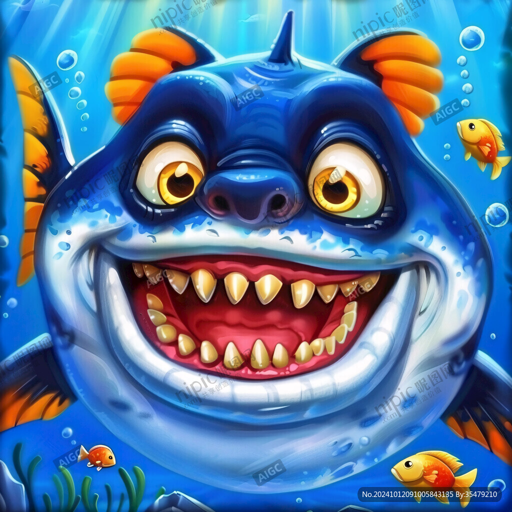 卡通鲨鱼立体画