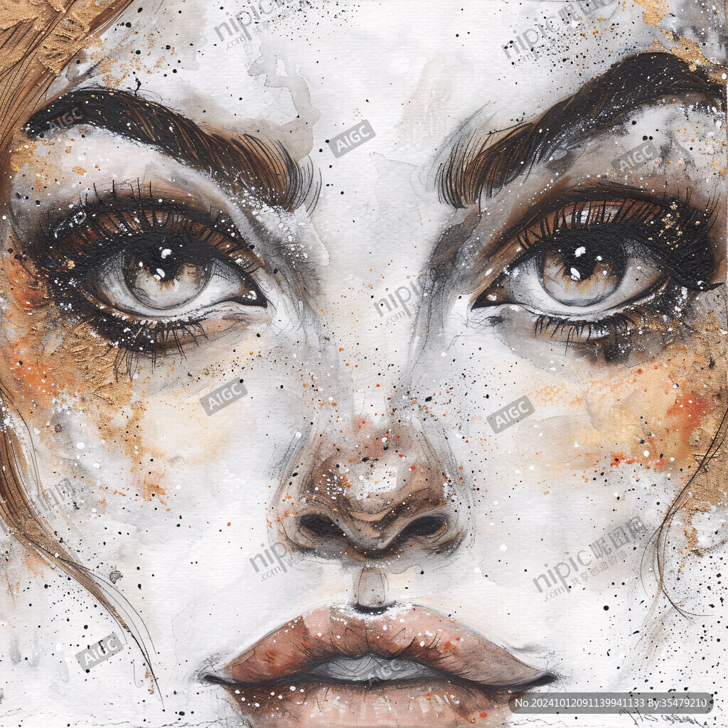 唯美抽象画水彩画女人