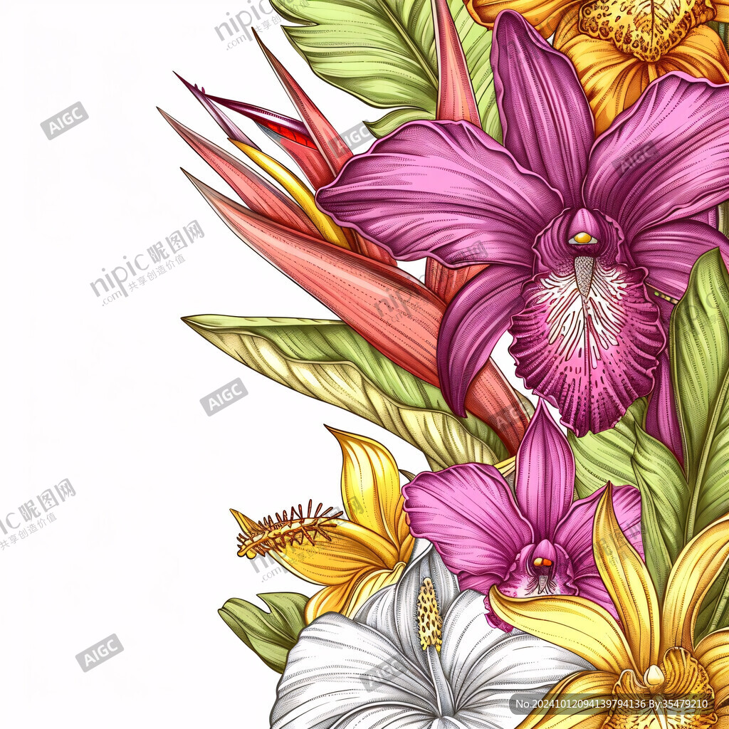 手绘彩色花背景海报