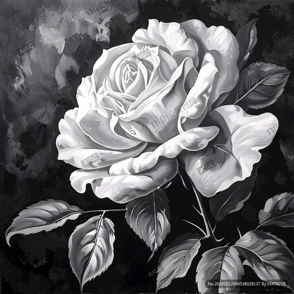 写实手绘玫瑰花素材