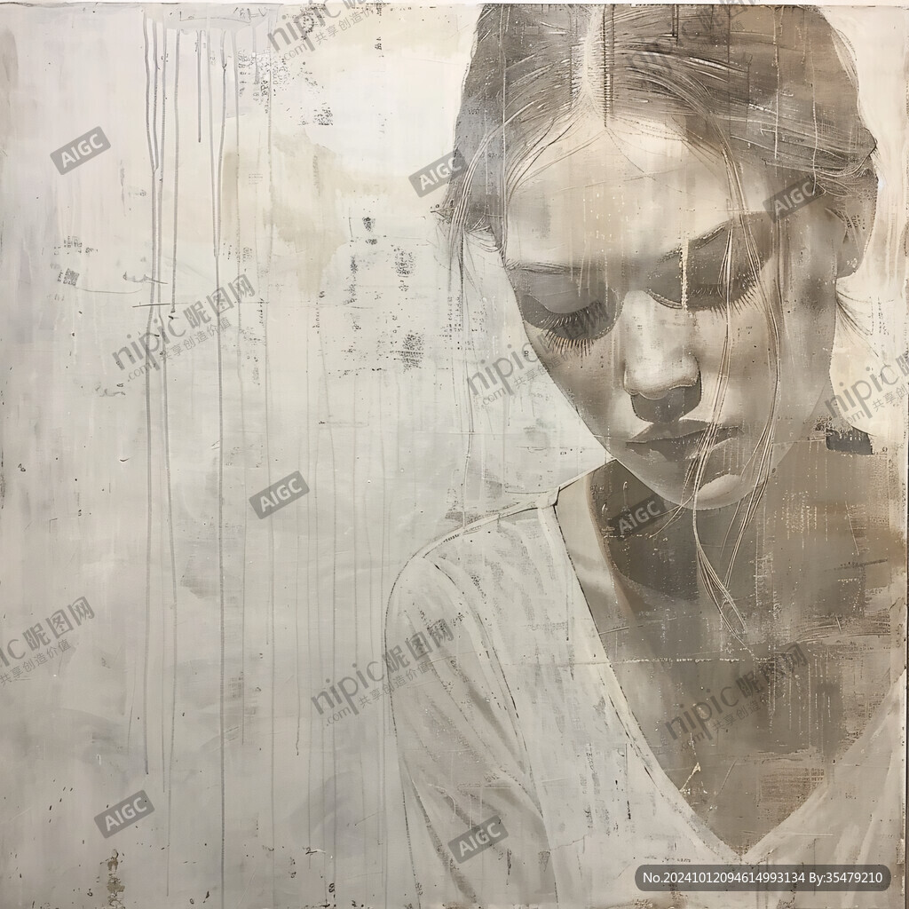 唯美抽象画水彩画女人