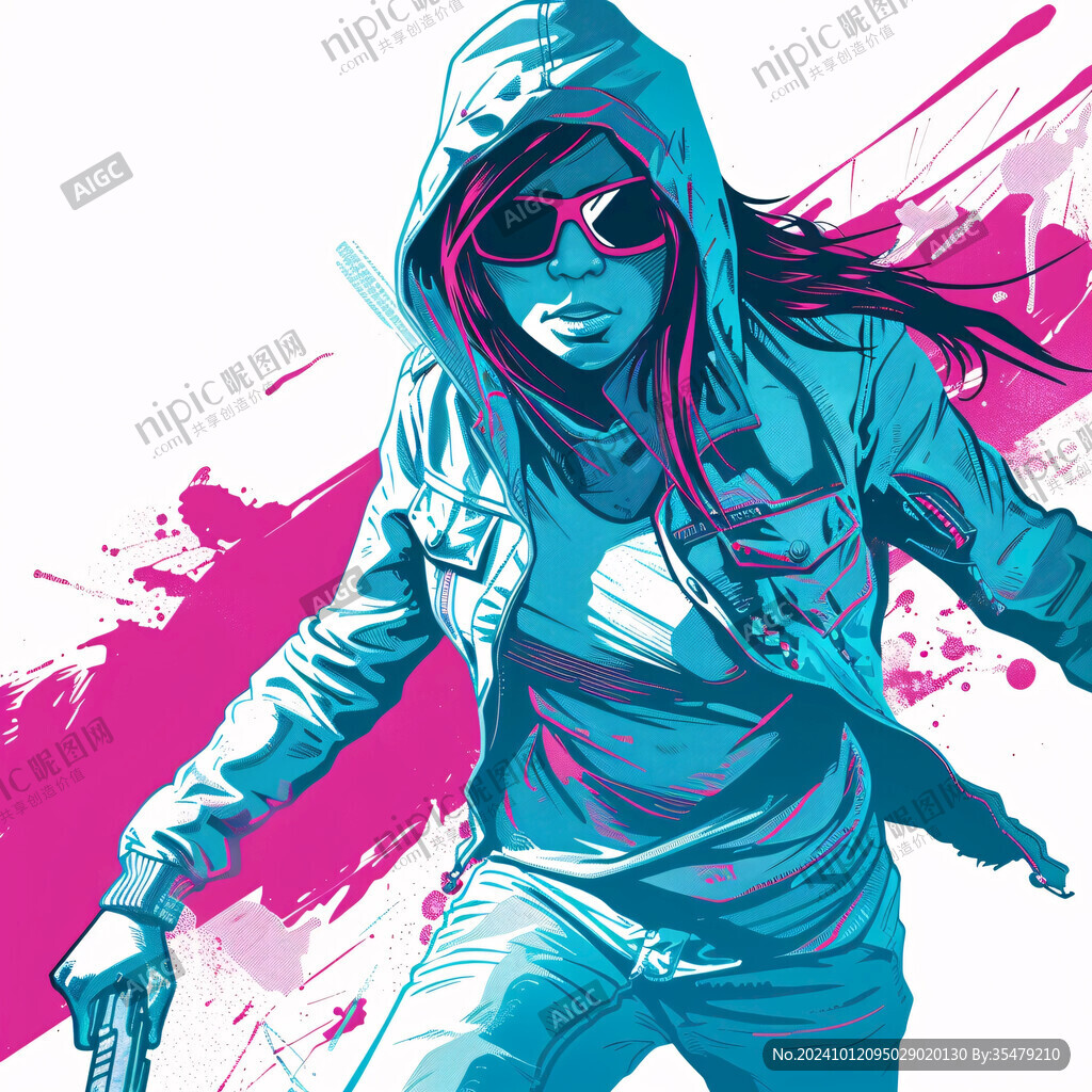 潮流插画美女人物插画