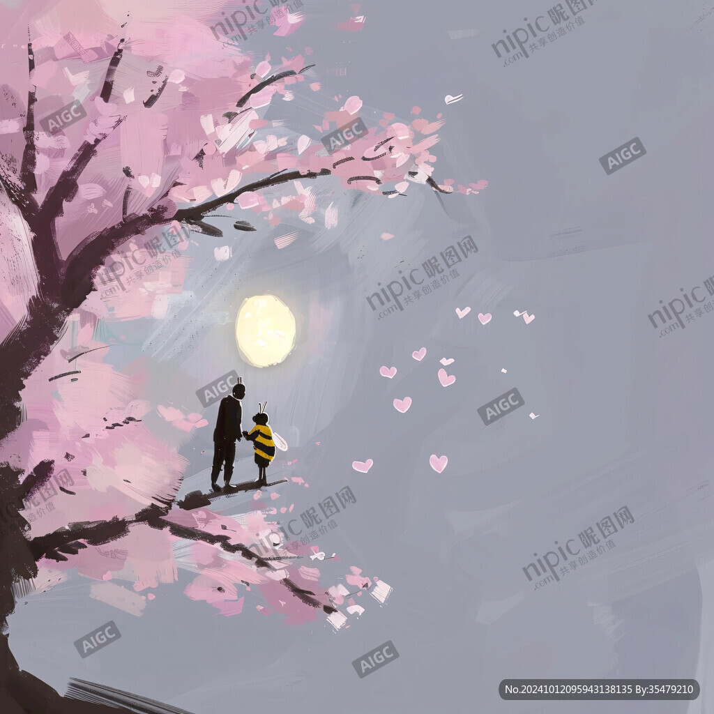 浪漫情侣插画背景