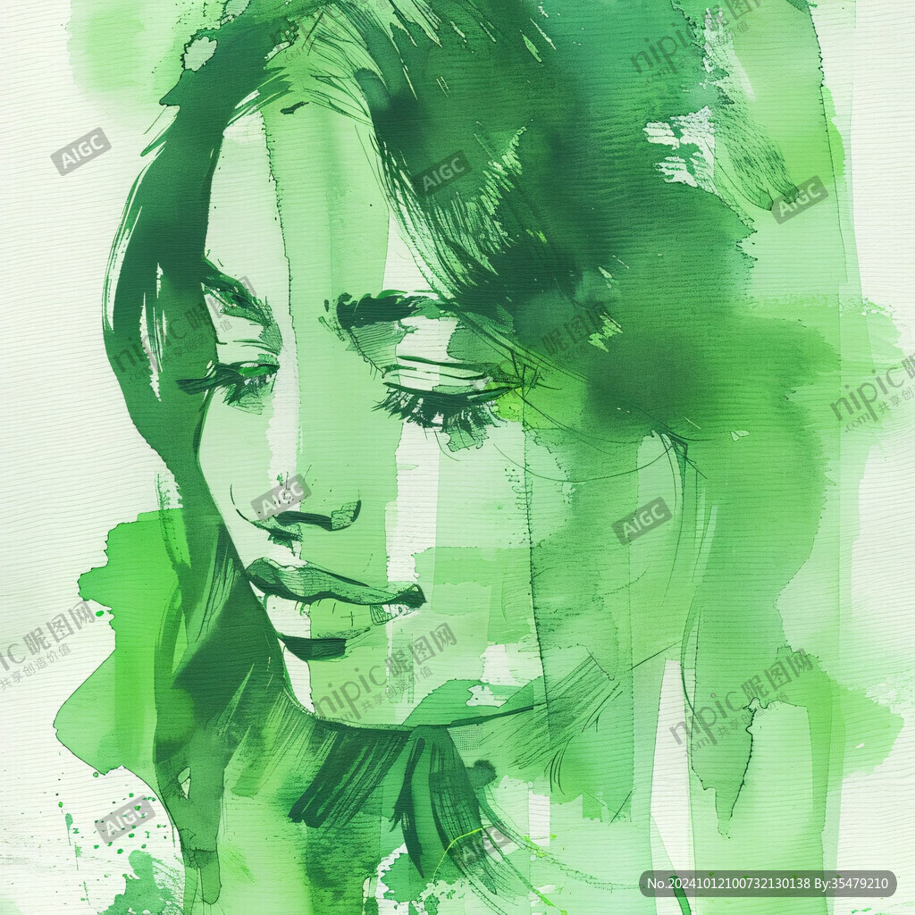 唯美抽象画水彩画女人