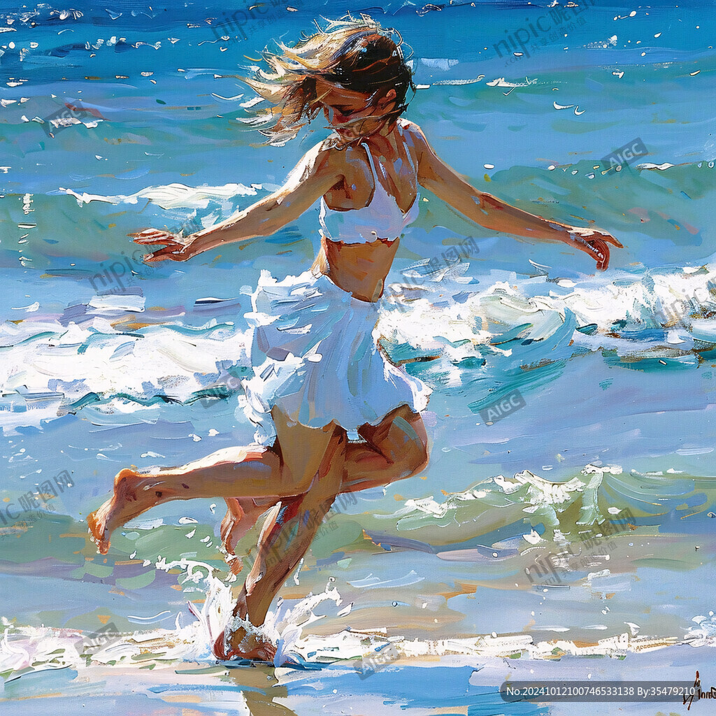 海滩比基尼女孩装饰画