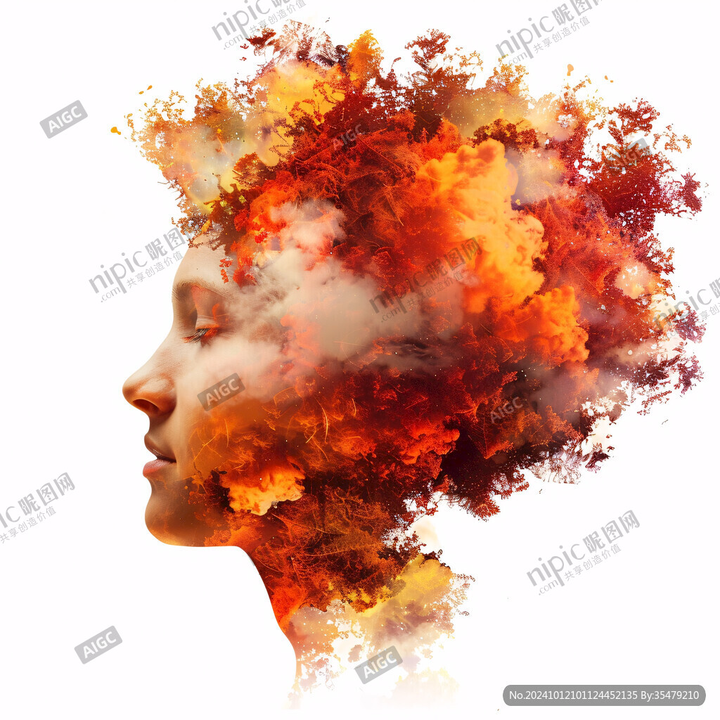 唯美抽象画水彩画女人