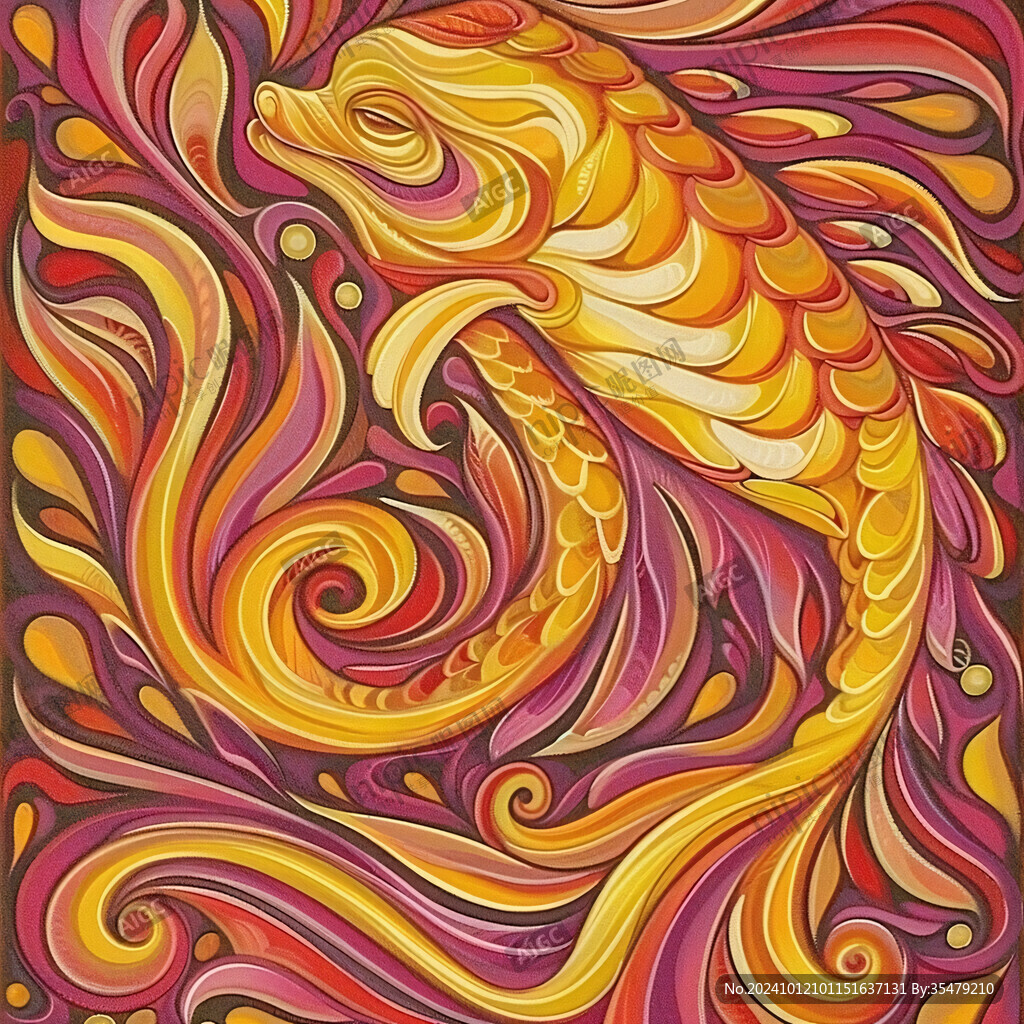 吉祥装饰插画如鱼得水