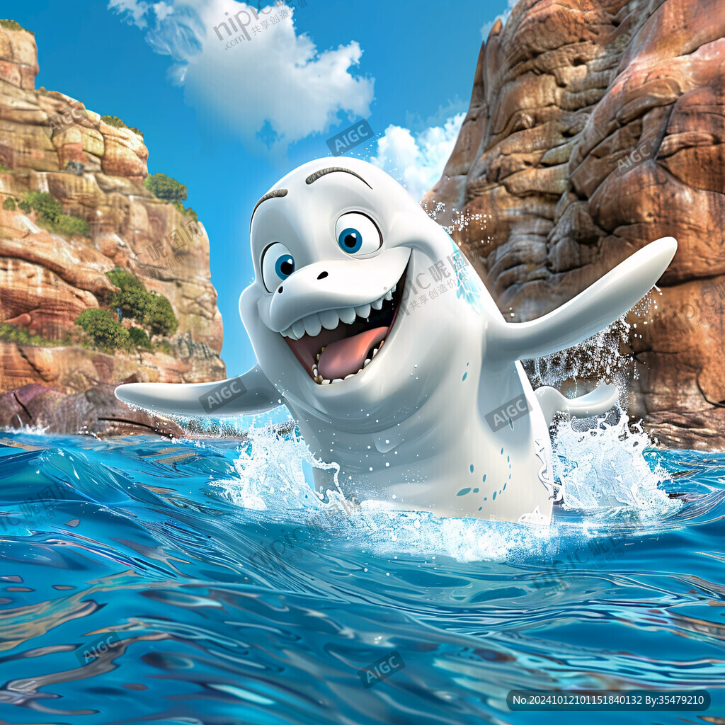 卡通鲨鱼立体画