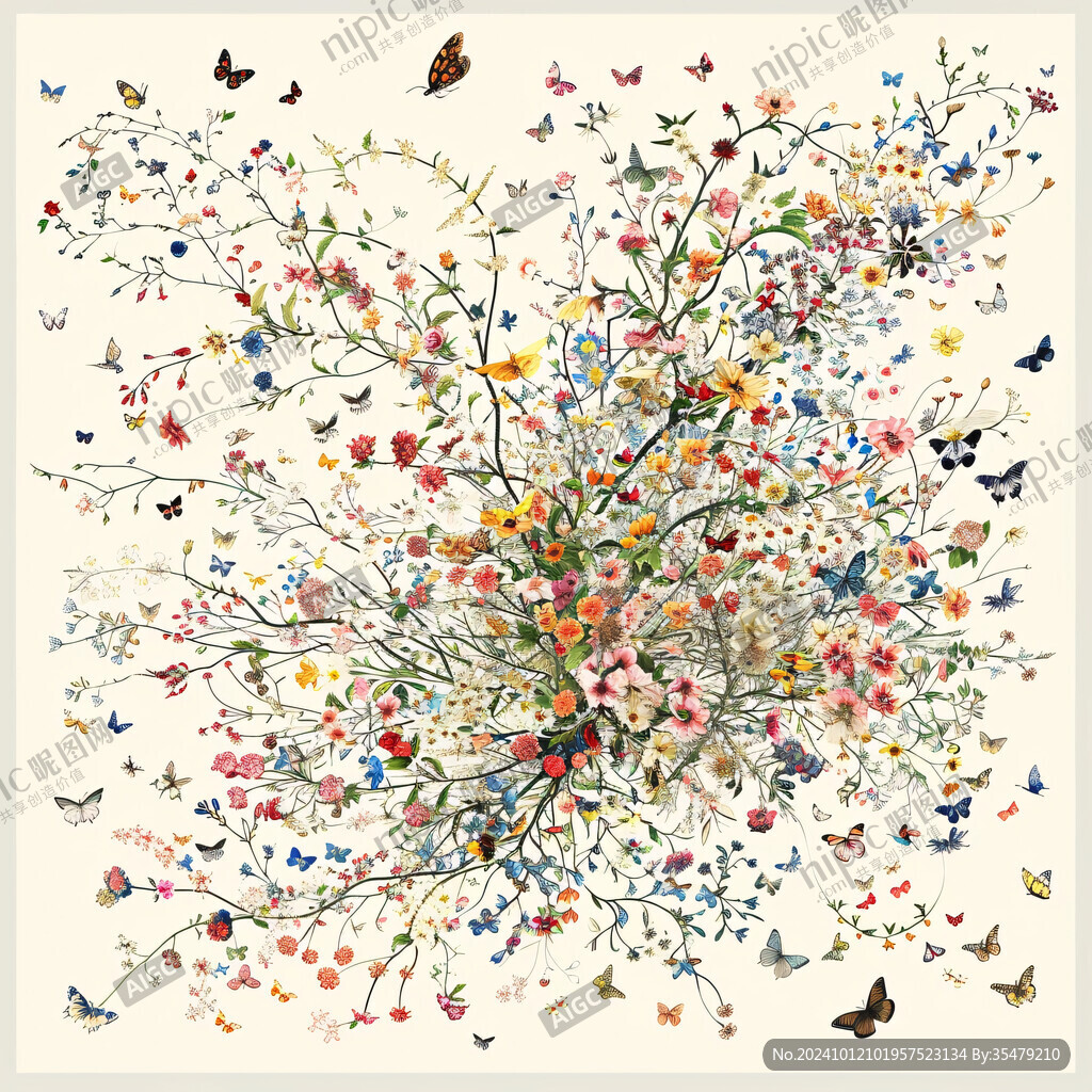 欧美风格鸟花卉