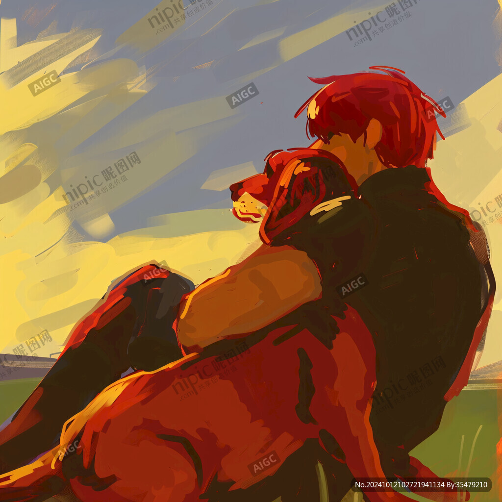 情侣拥抱浪漫插画