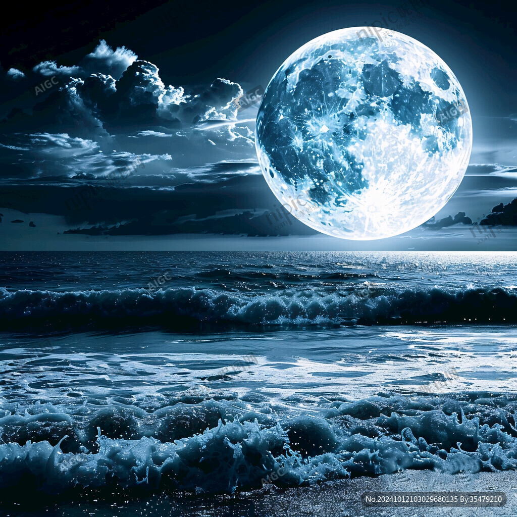 月亮科幻大海
