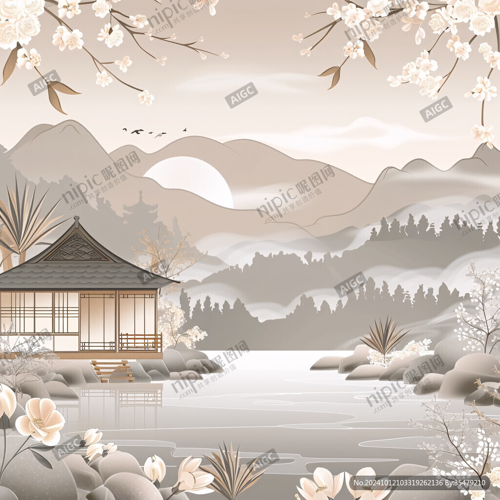 欧式日式国潮山水图