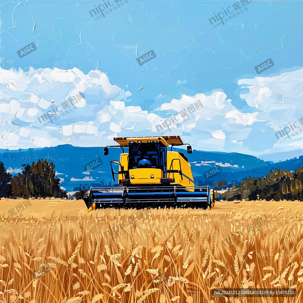 收割小麦插画