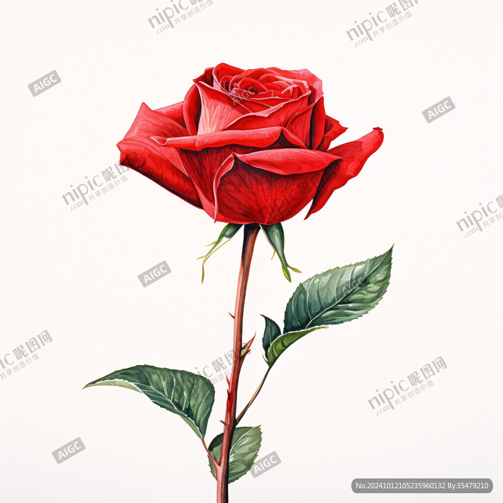 写实手绘玫瑰花素材