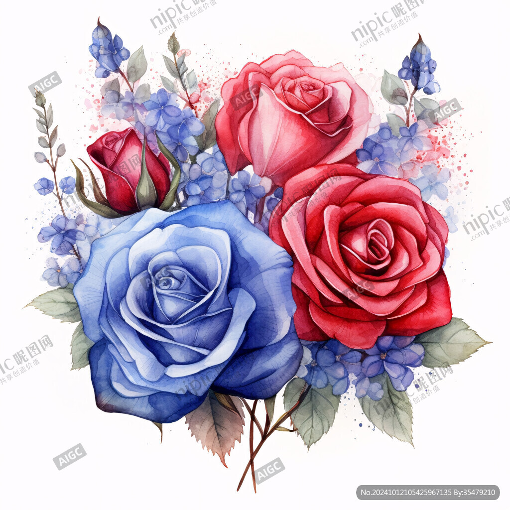 写实手绘玫瑰花素材