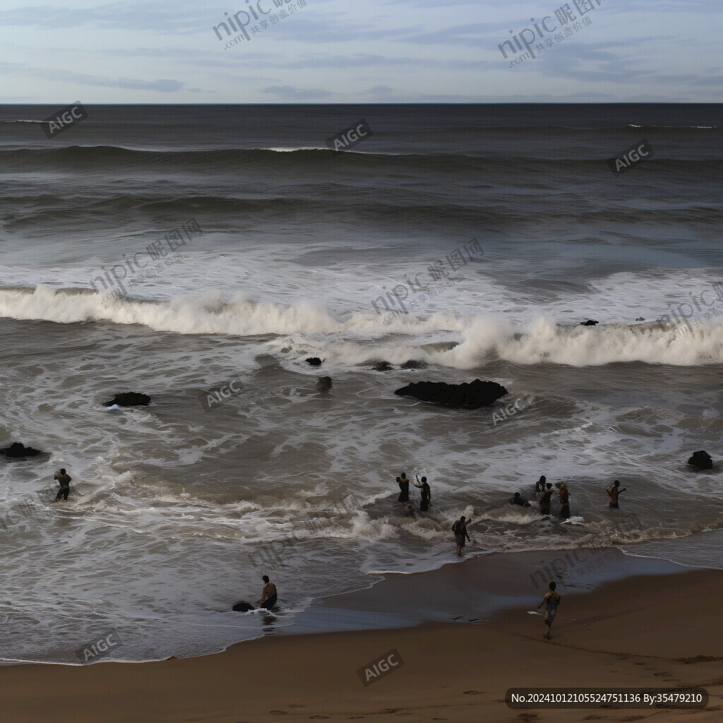 海岸线浪涛浪淘浪花