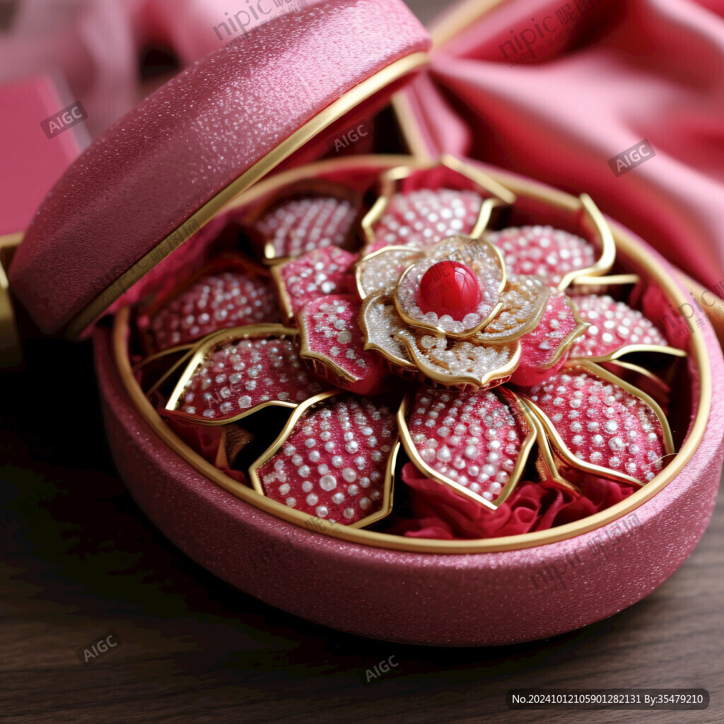 粉红色圆形喜糖盒