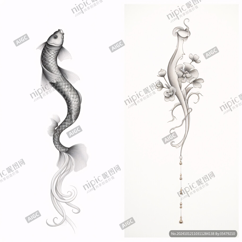 吉祥装饰插画如鱼得水