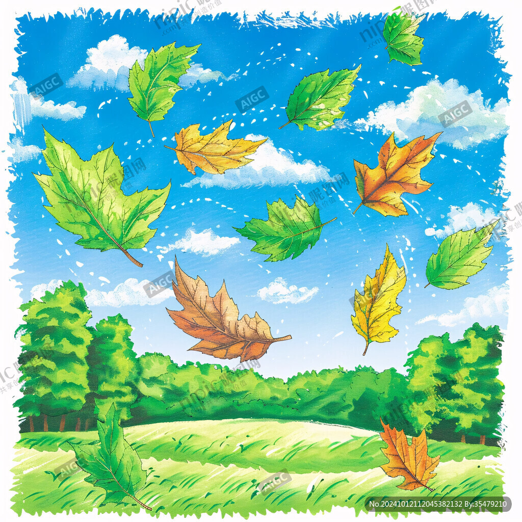 树叶风景画