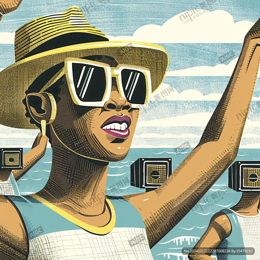 潮流插画美女人物插画