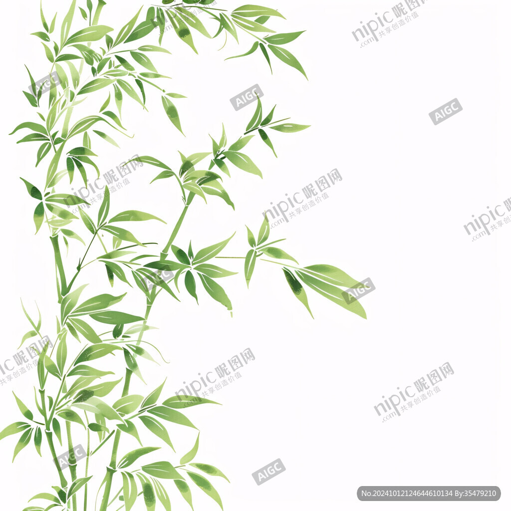 手绘淡竹叶