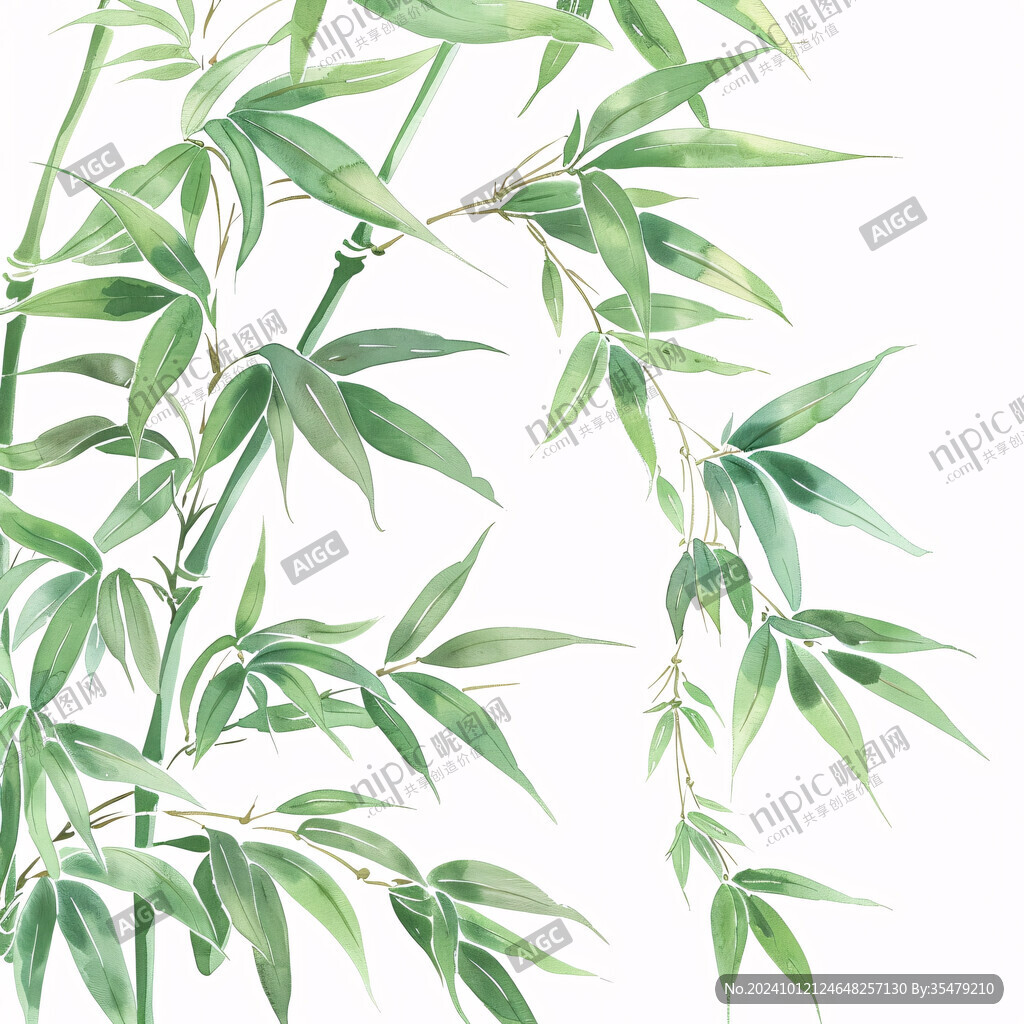 手绘淡竹叶
