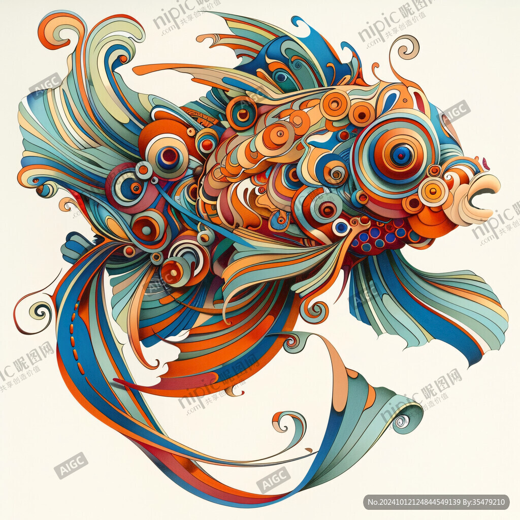 吉祥装饰插画如鱼得水