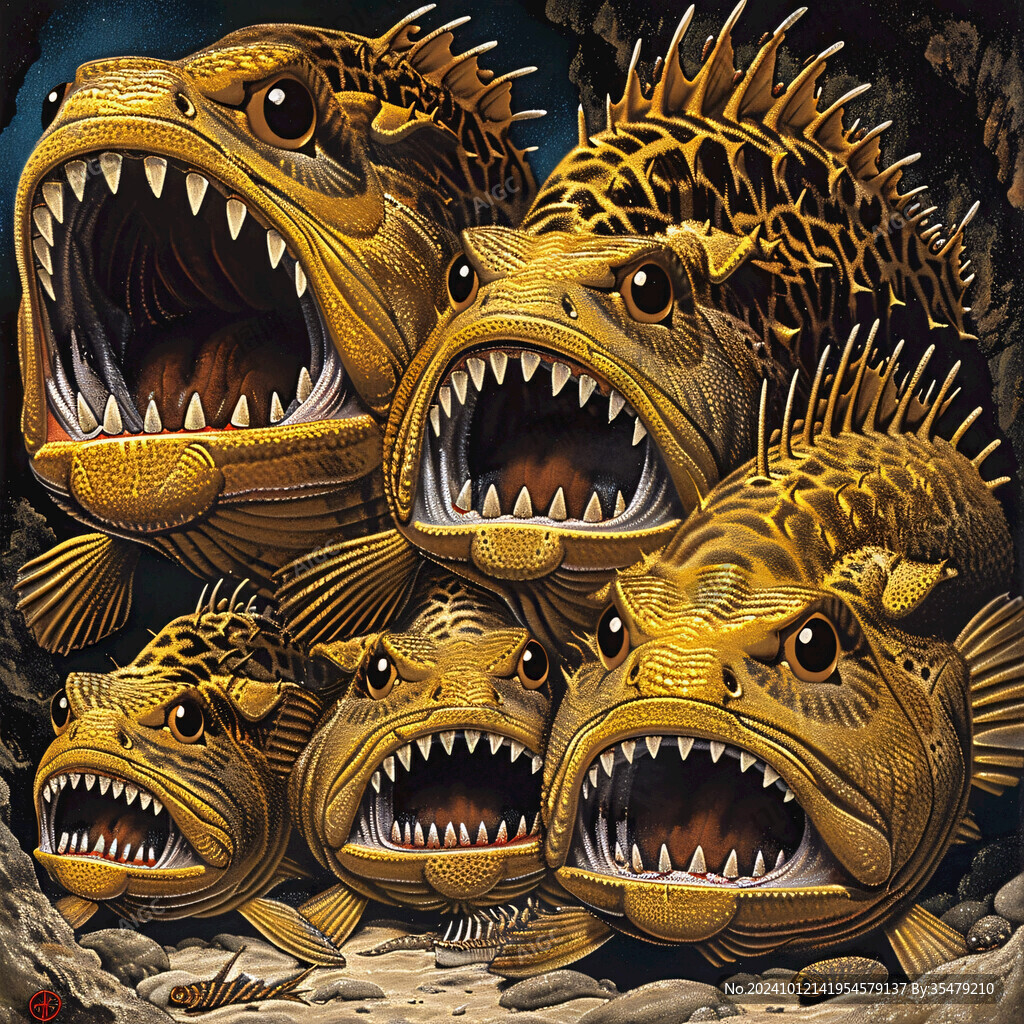 卡通鲨鱼立体画