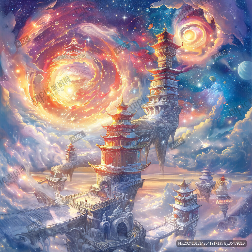 北欧美式天宫风景画